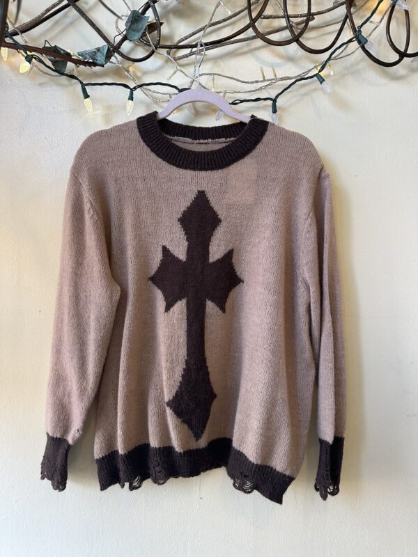 Distressed Cross Sweater