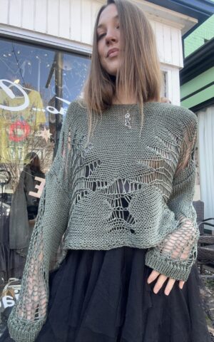 Olive Distressed Sweater