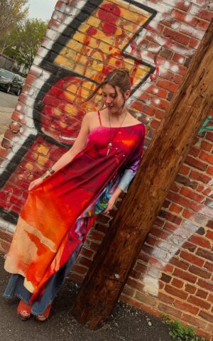 Watercolor One Sleeve Dress