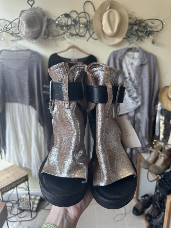 A.S.98 Silver Buckled Wedge