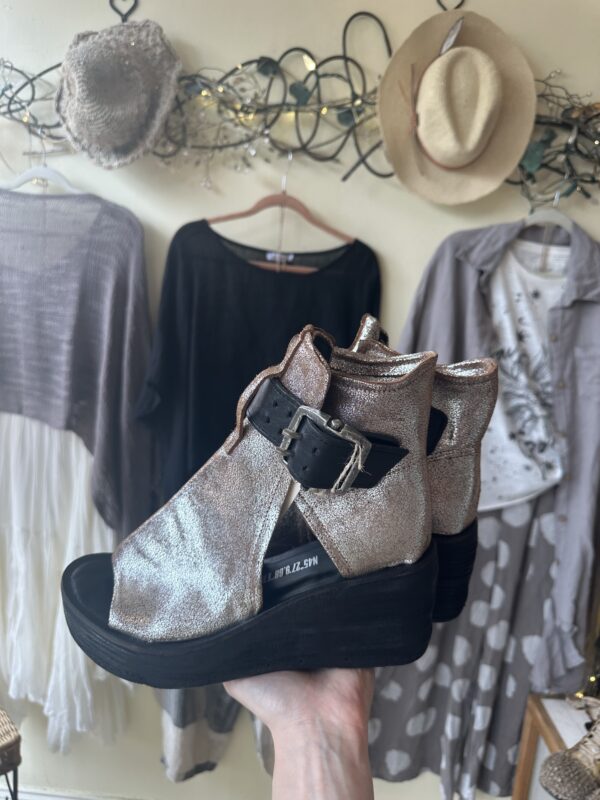A.S.98 Silver Buckled Wedge