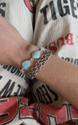 Antique Silver with Blue Opal Bracelet