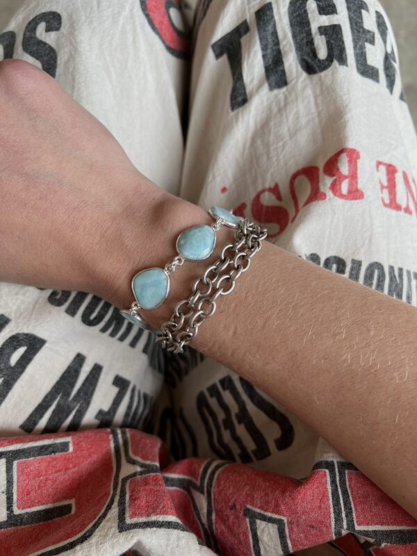 Antique Silver with Blue Opal Bracelet
