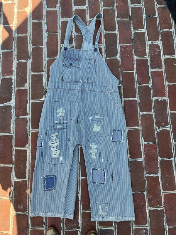 Pin Stripe Distressed Overalls