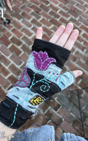 Black Fabric Embroidered