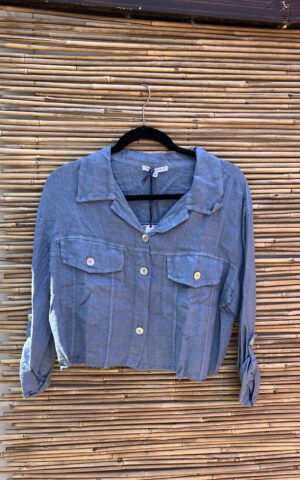 Tempo Paris Light Blue Button Up Top