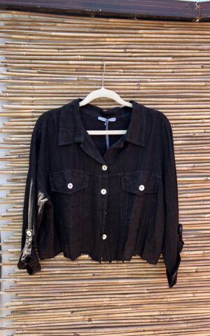 Tempo Paris Black Button Up Top