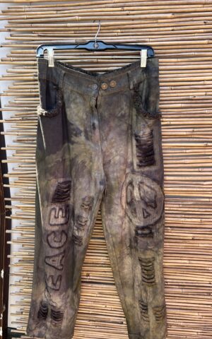One of a Kind Distressed Dyed Pants
