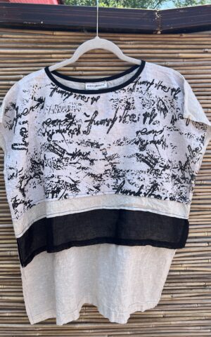 Mara Gibbucci Black Printed Layered Tee