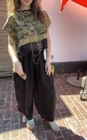 Black Linen Harem Skirt
