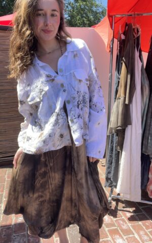 Floral White Button Up Blouse