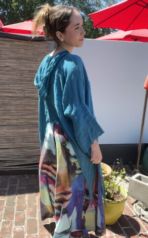Bodil Teal Hooded Top